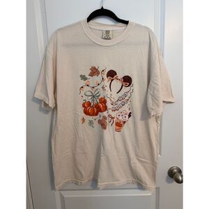 Comfort Colors Cream Tee with Autumn Pumpkin Graphic